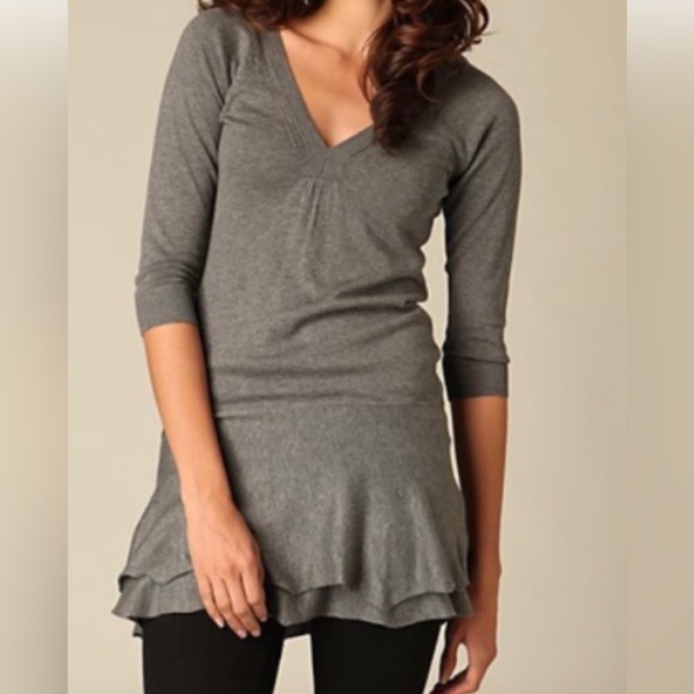 Free People Grey Ruffle Me Up Sweater Dress Size Large